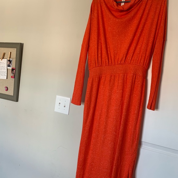 Anthropologie Daily Practice Vibrant Orange Long Sleeve So Soft Dress - Picture 2 of 11